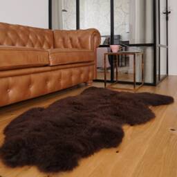 Sheepskin Brown Throw Genuine Leather Wool Carpet Decorative Rug Brown, Carpet, Gray Rugs, Chair Throw, Shag - thumbnail 3