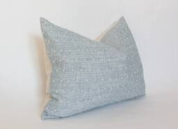 Light Blue Lumbar Throw Pillow, Dotted Lumbar, Pale Textured Sofa Cushion Cover, Chambray Pillow Case -- Dot - thumbnail 1