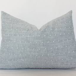 Light Blue Lumbar Throw Pillow, Dotted Lumbar, Pale Textured Sofa Cushion Cover, Chambray Pillow Case -- Dot - thumbnail 2