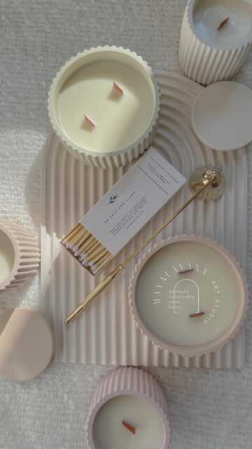 Scented Coconut Wax Candles - Premium Neutral Home Decor Handmade Vegan With Wood Wick Gift Ideas - image 1