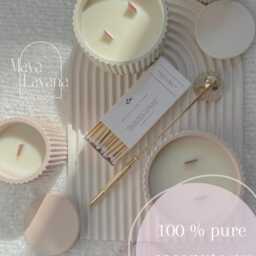 Scented Coconut Wax Candles - Premium Neutral Home Decor Handmade Vegan With Wood Wick Gift Ideas - thumbnail 3