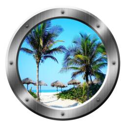 Beach Wall Decal Ocean - Ship Porthole Sticker Window Mural Scene Peel & Stick Art Decor Vwaq Sp14 - thumbnail 2