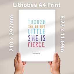 Though She Be But Little Is Fierce Typography Wall Art Print Feminist Quote Nursery Decor Girls Room Inspirational Gift Framed Unframed - thumbnail 2