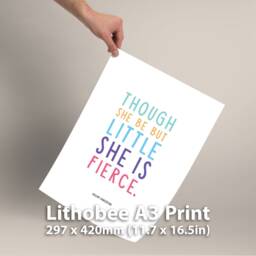 Though She Be But Little Is Fierce Typography Wall Art Print Feminist Quote Nursery Decor Girls Room Inspirational Gift Framed Unframed - thumbnail 3