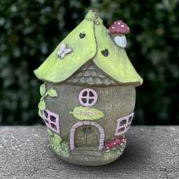 Concrete Forest House Sculpture Stone Fairy Cottage Decoration Garden Cabin Statue Cement Woodland Ornament Fairy Art Lover Gift