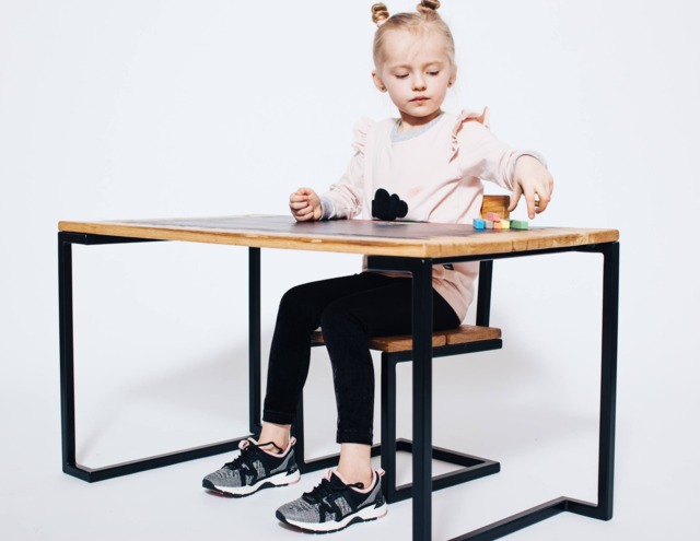 Handmade Oak Kids Table & Chair Set, Chalkboard - image 1