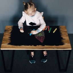 Handmade Oak Kids Table & Chair Set, Chalkboard - thumbnail 2