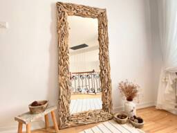 Oversized Driftwood Floor Mirror Rustic Full Length Reclaimed Wood Frame