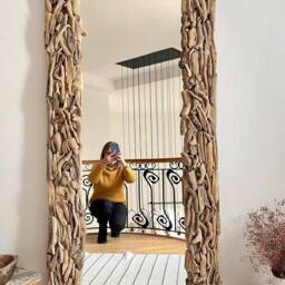 Oversized Driftwood Floor Mirror Rustic Full Length Reclaimed Wood Frame - thumbnail 4