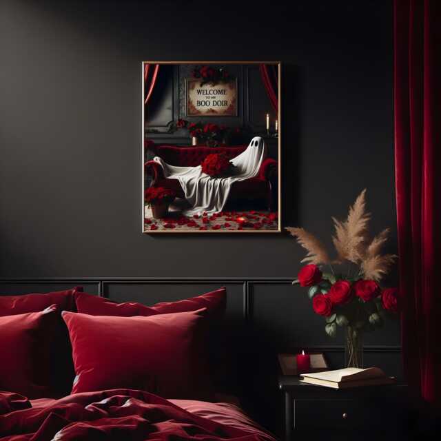 Welcome To My Boo Doir Ghost Print - Boudoir Decor, Gothic Bedroom Dark Home Romantic Art, Alternative Prints - image 1