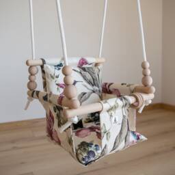 Baby Swing, Schaukel, Indoor, Kinderschaukel, Balan??oire, Fabric High Back Babygift, Birthday Gift, Handmade Toy Floral - thumbnail 4