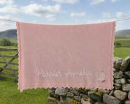 Personalised Baby Name Duck Blanket, Hand Embroidered Cotton Keepsake Heirloom Christening Gift