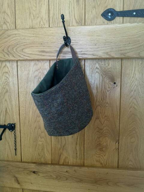 Hand Crafted Harris Tweed Storage Solution, Basket With Real Leather Handle - image 1