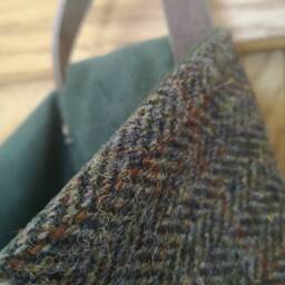 Hand Crafted Harris Tweed Storage Solution, Basket With Real Leather Handle - thumbnail 3