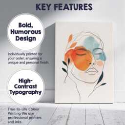 Minimalist Abstract Line Art Woman Face Terracotta Blue Canvas Wall Print Decor Picture Ready To Hang - thumbnail 2