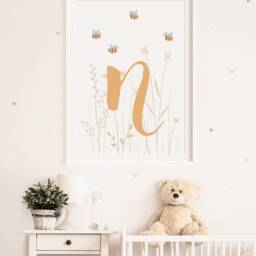 Letter Poster Bee Personalized I Poster With Letters, Nature, Gift Idea, Decoration For Children's Room, Flower Wall - thumbnail 2