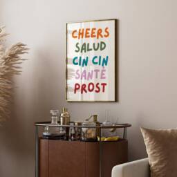 Cheers Print - Bar Cart Wall Decor Art Accessories Print Kitchen Dining Room A4 - thumbnail 3