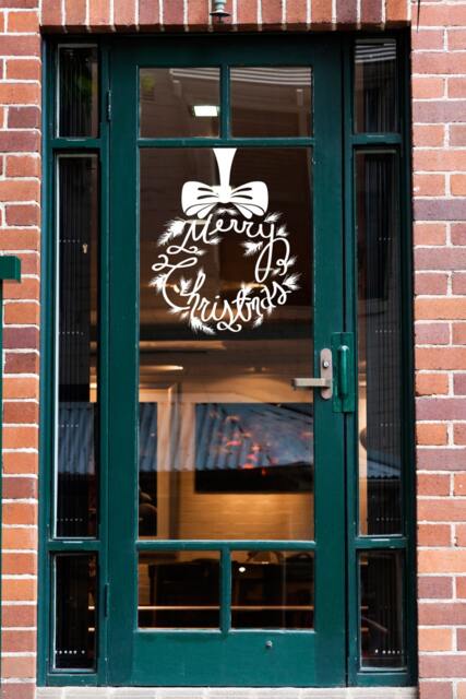 Merry Christmas Wreath Vinyl Wall Decal - Holiday Home Decor - image 1