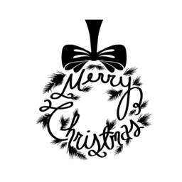 Merry Christmas Wreath Vinyl Wall Decal - Holiday Home Decor - thumbnail 3
