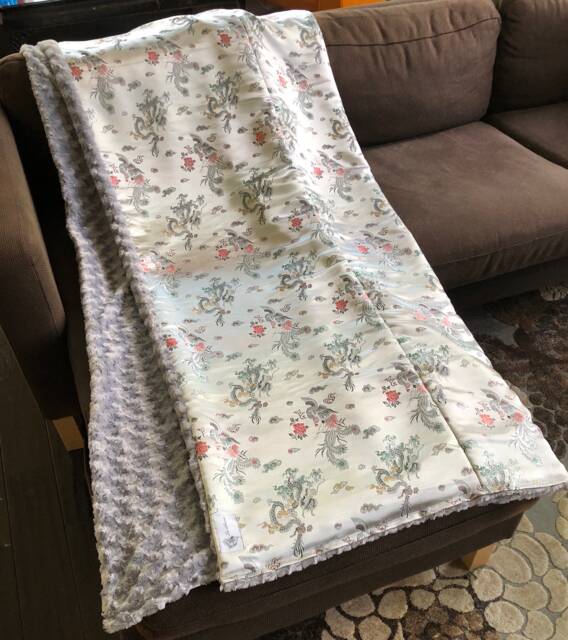 "Silver Dragon & Phoenix Brocade Extra Large Throw Blanket, ""The New Yorker" - image 1