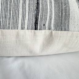 Hmong Hemp Pillow Cover Black & Striped, Vintage Textile - 20 - thumbnail 2
