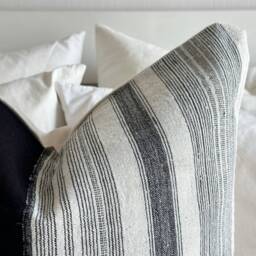 Hmong Hemp Pillow Cover Black & Striped, Vintage Textile - 20 - thumbnail 3