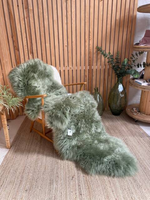 Minty Green Sheepskin Rug, Extra Long Double Sheepskin, Interior Decor, Bed Throw, Chair Cover, Fur Hygge, Fresh - image 1