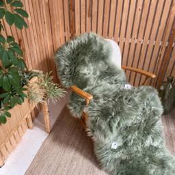 Minty Green Sheepskin Rug, Extra Long Double Sheepskin, Interior Decor, Bed Throw, Chair Cover, Fur Hygge, Fresh - thumbnail 3