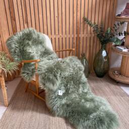 Minty Green Sheepskin Rug, Extra Long Double Sheepskin, Interior Decor, Bed Throw, Chair Cover, Fur Hygge, Fresh - thumbnail 4