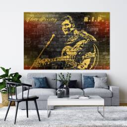 Canvas Gold, Framed Canvas, Elvis Presley, Print, Black, Stencil, Artwork, Wall Art, Presley Art - thumbnail 1
