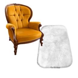 Handmade Shaggy Faux Sheepskin Rug - Plush White Rounded Corner - thumbnail 1