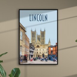 Lincoln Cathedral Travel Poster - Retro Style UK Art Print - thumbnail 3