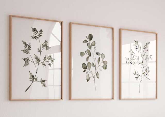 Watercolor Leaf Prints Set Botanical Gallery Wall Art - image 1