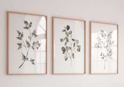 Watercolor Leaf Prints Set Botanical Gallery Wall Art - thumbnail 1