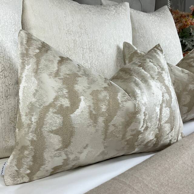 "Champagne Cushion Cover, Gold Champagne Pillow Cover , Luxury Designer Lumbar Size 12"" X 20" - image 1