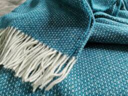 Teal Aquamarine Blue Merino Wool Small Knit Texture Pattern Large Sofa Plaid Knee Warm Blanket With Fringes Cosy Striped Bed Throw 140x200cm