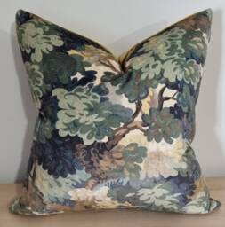 Linwood Omega Prints English Oak Leaf & Velvet Cushion Cover 43x43 cm