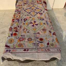Traditional Hand-Embroidered Suzani Quilt - Cotton Fabric, Colorful Boho Textile, Decorative Bedspread - thumbnail 2