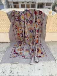 Traditional Hand-Embroidered Suzani Quilt - Cotton Fabric, Colorful Boho Textile, Decorative Bedspread - thumbnail 1