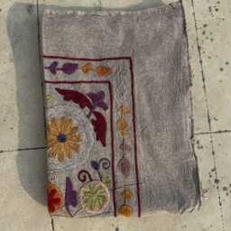 Traditional Hand-Embroidered Suzani Quilt - Cotton Fabric, Colorful Boho Textile, Decorative Bedspread - thumbnail 4