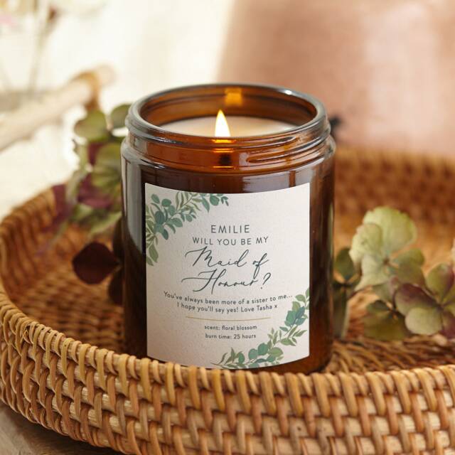 Be My Maid Of Honour Candle Personalised Botanical Soy Wax Gift - image 1