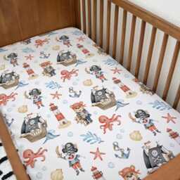 Bedding - Pirate Ship Bears, Duvet Cover Set, Fitted Sheets, Pillow Case, Modern Colourful Watercolour Kids Bedding - thumbnail 2