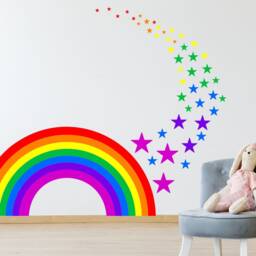 Rainbow & Stars Wall Sticker Kit Nursery Decal Car Art Vinyl 2 Sizes Multicolour Bright Children's Bedroom Mural - thumbnail 4