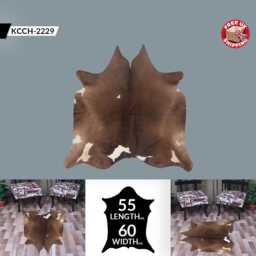 Large Premium Dark Brown & White Cowhide Rug - Statement Hair-On Leather For Chic Interiors - thumbnail 2