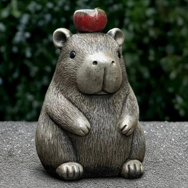 Capybara With Apple Garden Statue Cute Capybara Sculpture Funny Animal Figurine Outdoor Decoration Lawn Ornament Animal Lover Gift - image 1