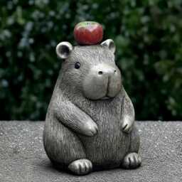 Capybara With Apple Garden Statue Cute Capybara Sculpture Funny Animal Figurine Outdoor Decoration Lawn Ornament Animal Lover Gift - thumbnail 3