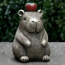 Capybara With Apple Garden Statue Cute Capybara Sculpture Funny Animal Figurine Outdoor Decoration Lawn Ornament Animal Lover Gift - thumbnail 1