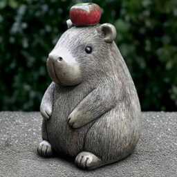 Capybara With Apple Garden Statue Cute Capybara Sculpture Funny Animal Figurine Outdoor Decoration Lawn Ornament Animal Lover Gift - thumbnail 2