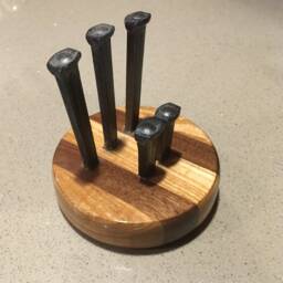 Countertop Business Card Holder Stand With Vintage Square Nails - thumbnail 2