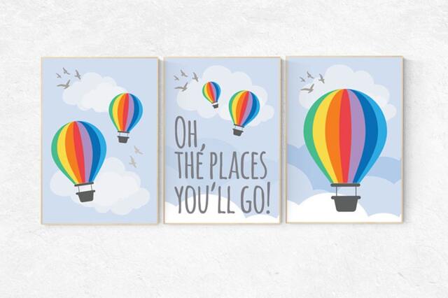 "Hot Air Balloon Nursery Art Print ""Oh, The Places You'll Go" - image 1